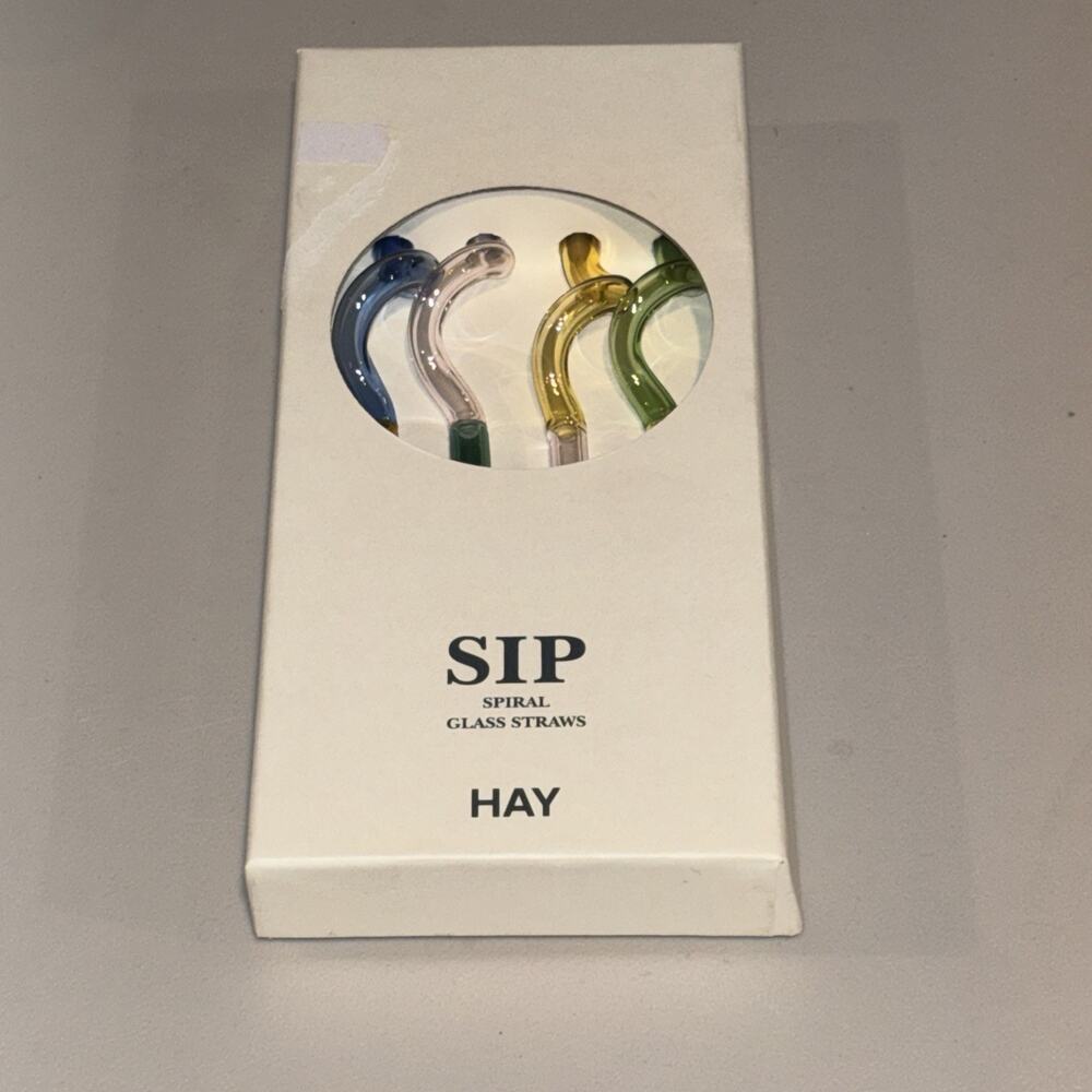 HAY Handmade Eco Friendly Reusable Glass Spiral Sipping Straw Set